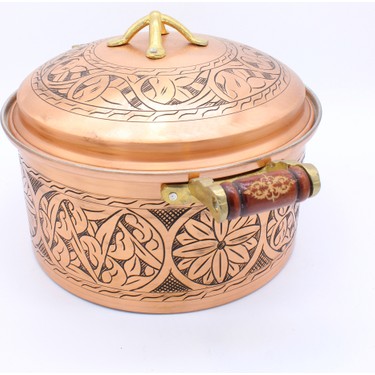 Copperdone El Işlemeli Ahşap Kulplu Otantik Bakır Tencere Fiyatı