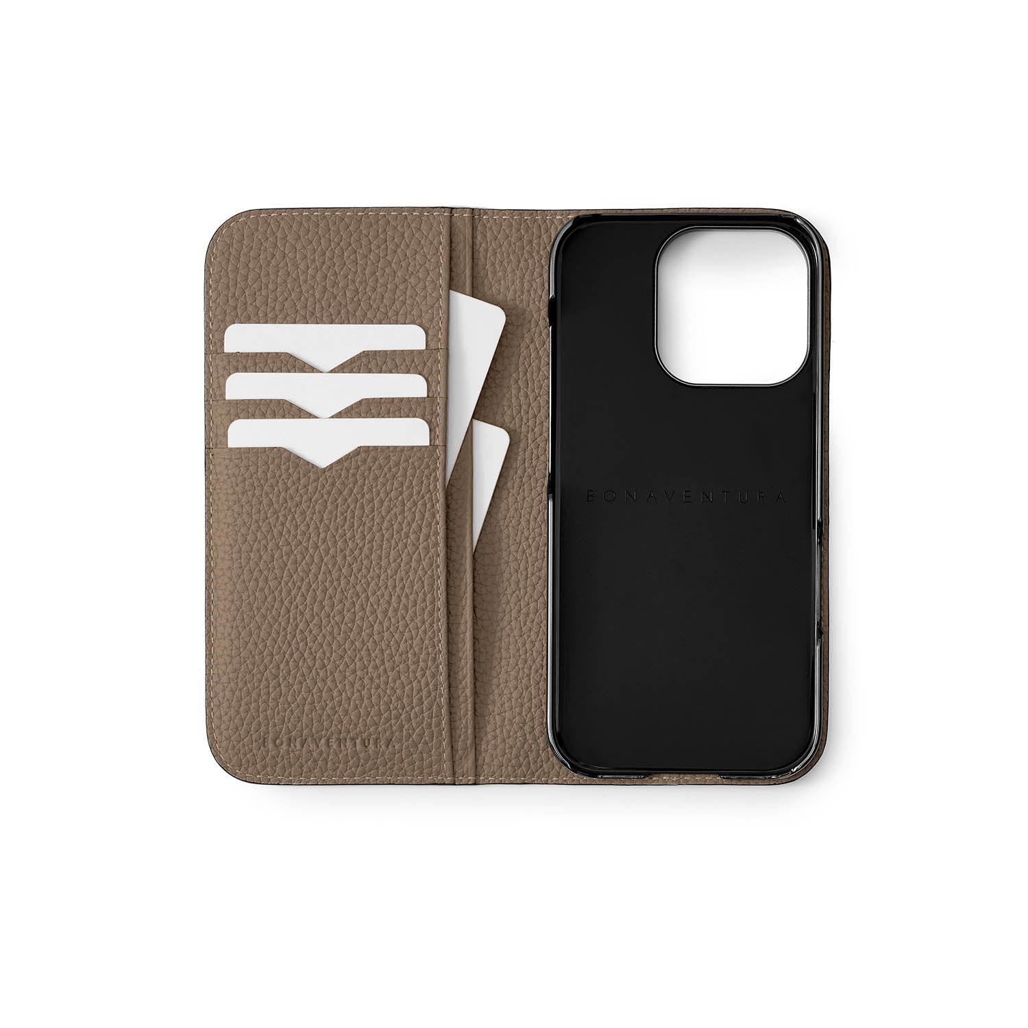 ボナベンチュラ】(iPhone15Pro) ダイアリーケース シュリンクレザー
