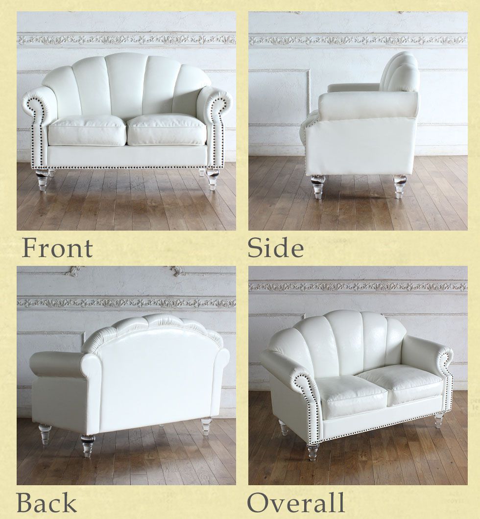 ソファ 2人掛け アンティーク シェル モダン かわいい おしゃれ 合皮