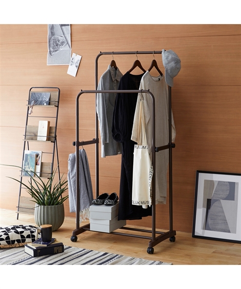 ニッセン（nissen） 単品配送 ハンガーラック ダブル 工具不要