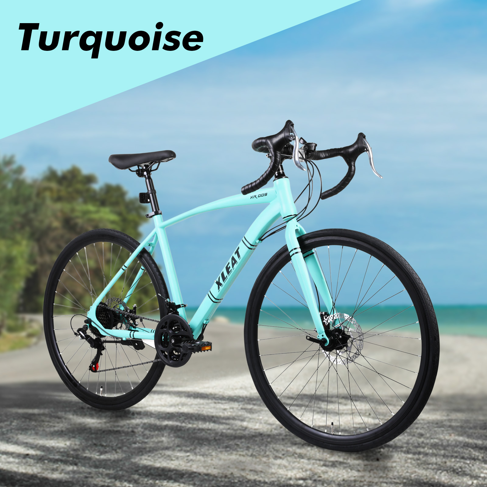 XLEAT ロードバイク 700c シマノ製 21段変速 ライト スタンド付 自転車