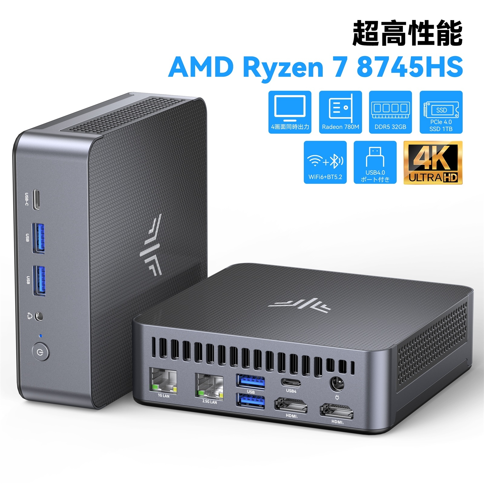 NiPoGi ミニpc Ryzen 7 8745HS mini pc 32GB DDR5 1TB M.2 NVME ミニ
