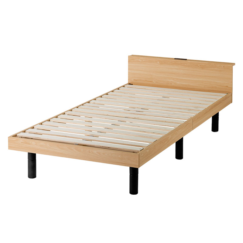 ベッド すのこベッド シングル ベッドフレーム 収納 3段高さ調節 宮棚