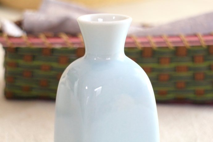 青磁のシンプル角花瓶 フラワーベース 花瓶 花器 一輪差し フラワー