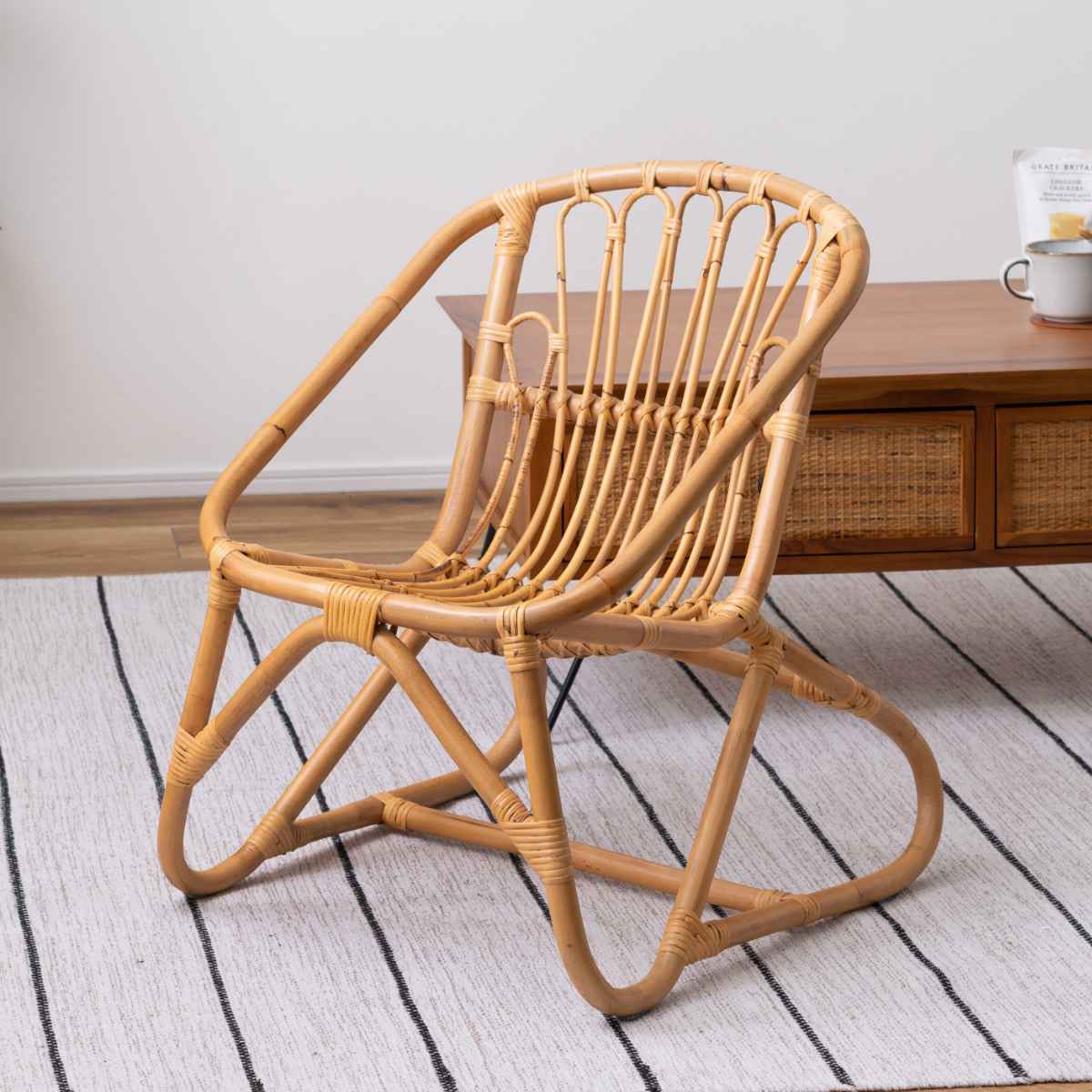 東谷 籐 ラタンチェア 軽量 座面高35cm 完成品 （ ラタン チェア 椅子