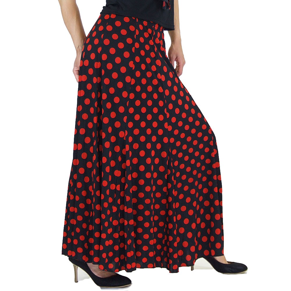 ダンス 衣装 スカート フラメンコ衣装 水玉柄全円ストレッチスカート