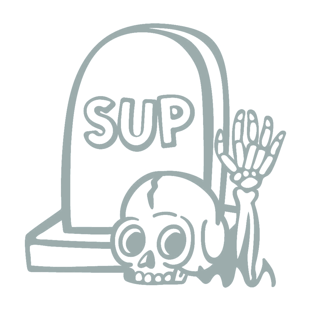 カッティングステッカー お墓から挨拶するガイコツ サイズ選択可