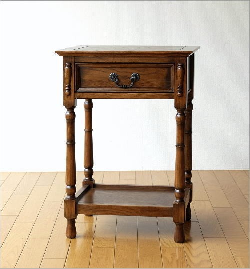 電話台 ファックス台 アンティーク おしゃれ スリム 木製 引き出し