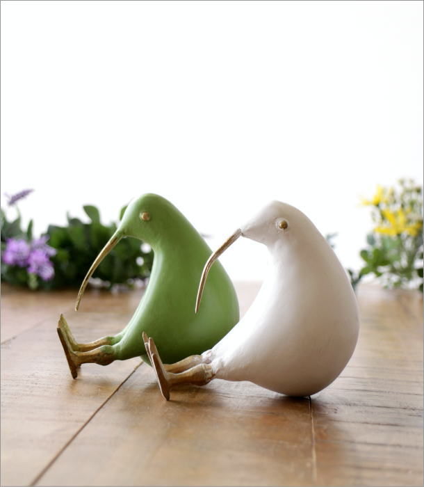 キウイ 鳥 木彫り置物 オブジェ おしゃれ 置物 小物 雑貨 レトロ