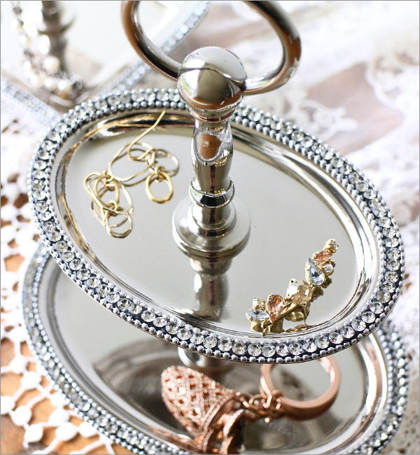 アクセサリートレイ 2段 シルバー アンティーク エレガント クラシック