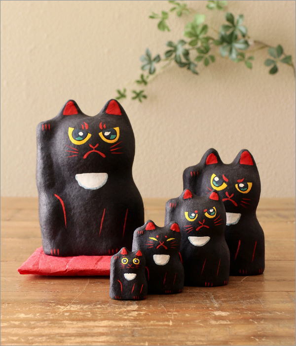 招き猫 置物 張り子 座布団付き 和紙 和風 張子細工 入れ子 ネコ ねこ