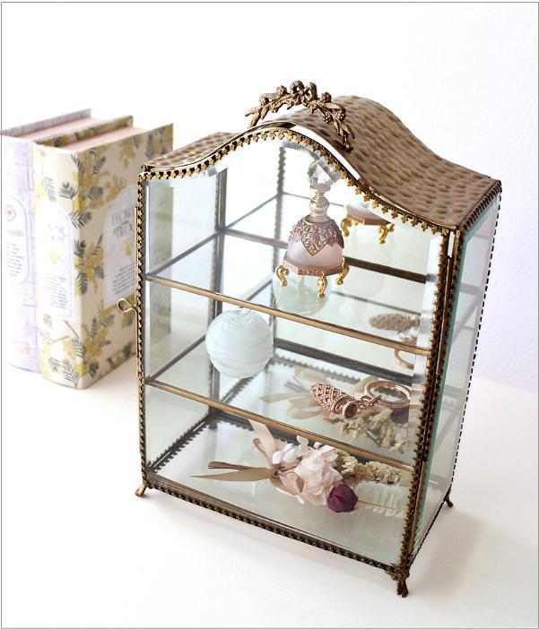 ガラスケース 真鍮 ショーケース 3段 アンティーク コレクションケース