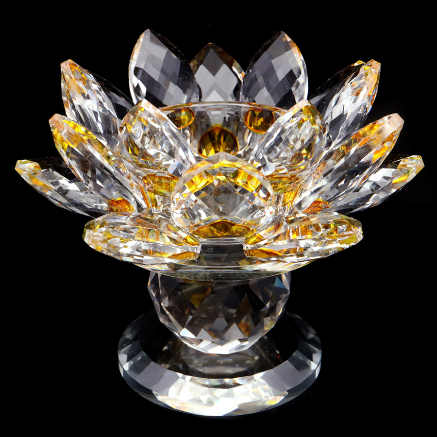 GOLD STONE 蓮の花 置物 size大 クリスタルガラス サンキャッチャー