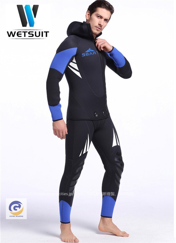 ウェットスーツ 5mm フード付き 2ピース ダイビング スピア