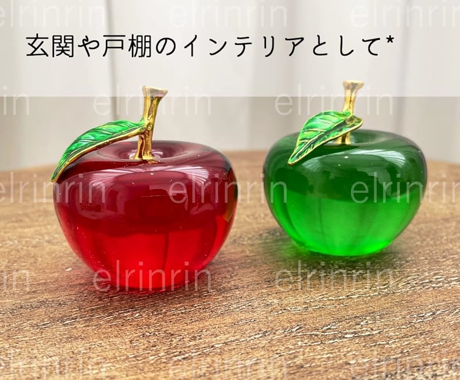 林檎 クリスタル 風水 インテリア オブジェ 置物 癒し ガラス アップル