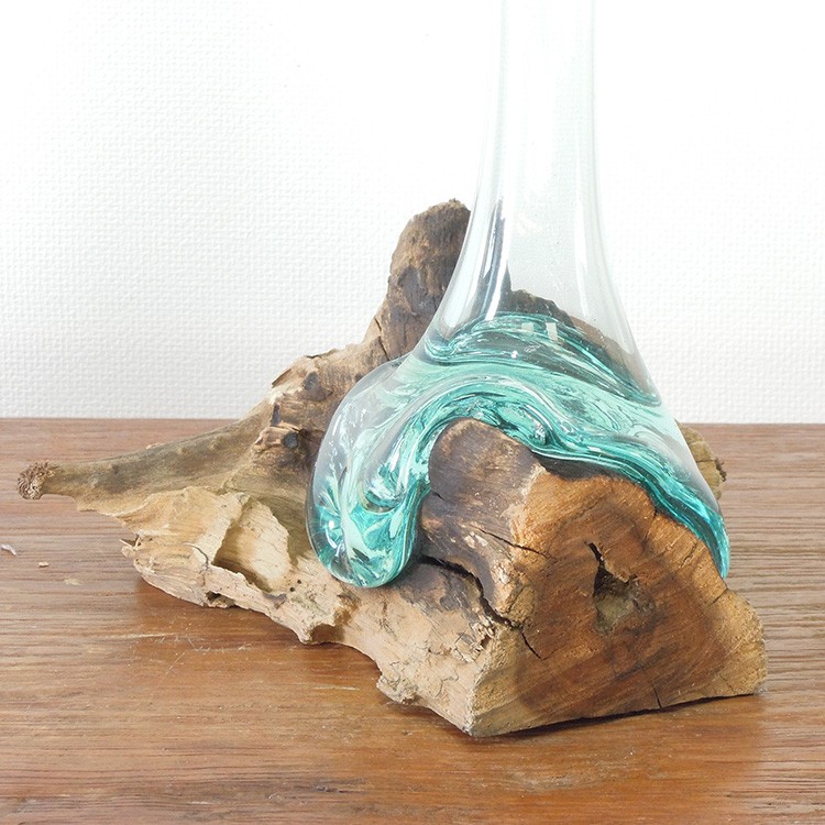バリガラス 流木 アジアン 花瓶 フラワーベース ガラス 花器 フラワー