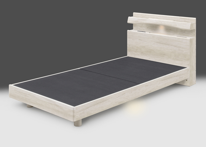 ダブルベッド 宮付き 木製 ベッドフレーム 収納 北欧風 木目調 LED照明