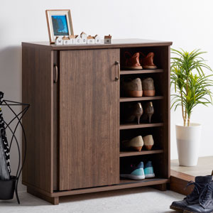 キャビネット ガラス扉収納 木目調 ダークブラウン 木製 幅59 高さ78