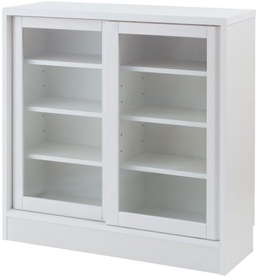 カウンター下収納 引き戸 ガラス扉 幅90 シンプルデザイン リビング