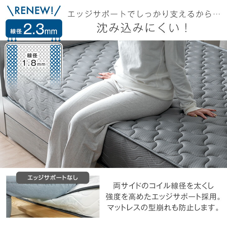 タンスのゲン ベッド マットレス付き 極厚22cm ポケットコイル ダブル
