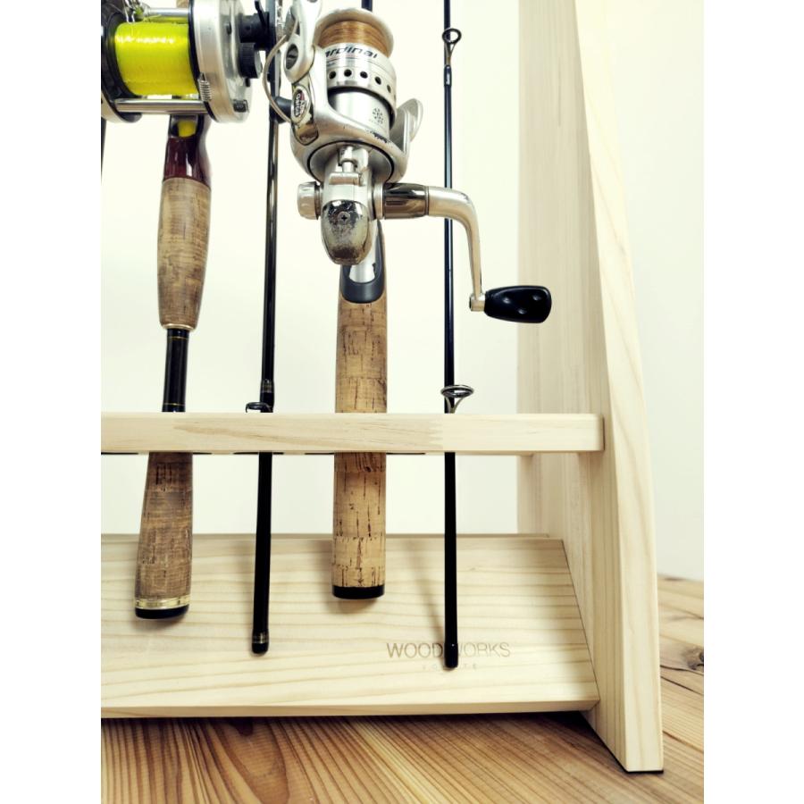 WOODWORKS ロッドスタンド 両面19本掛 (フェルト：ブラック)+ リール