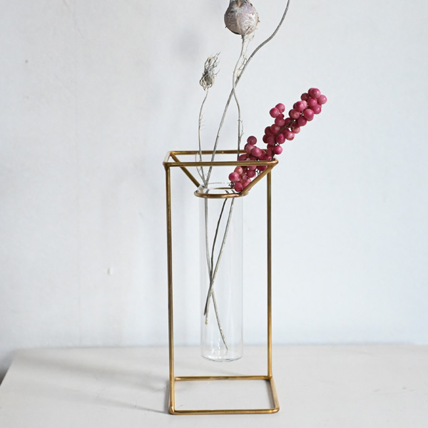 フラワーベース 一輪挿し ガラス 真鍮 花瓶 おしゃれ『 PIKE