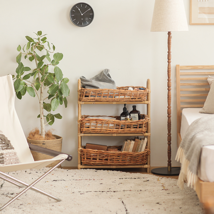 レクト 3段バスケット AROROG 収納 バスケット カゴ かご ラタン 籐 籐