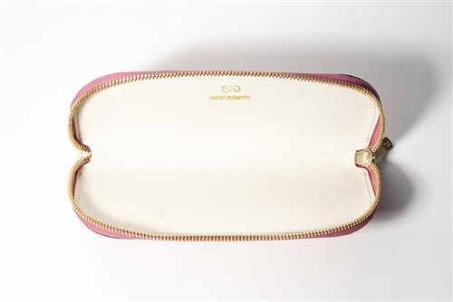 藤本さきこ クロコダイルペンケース【オールドピンク×アイボリー