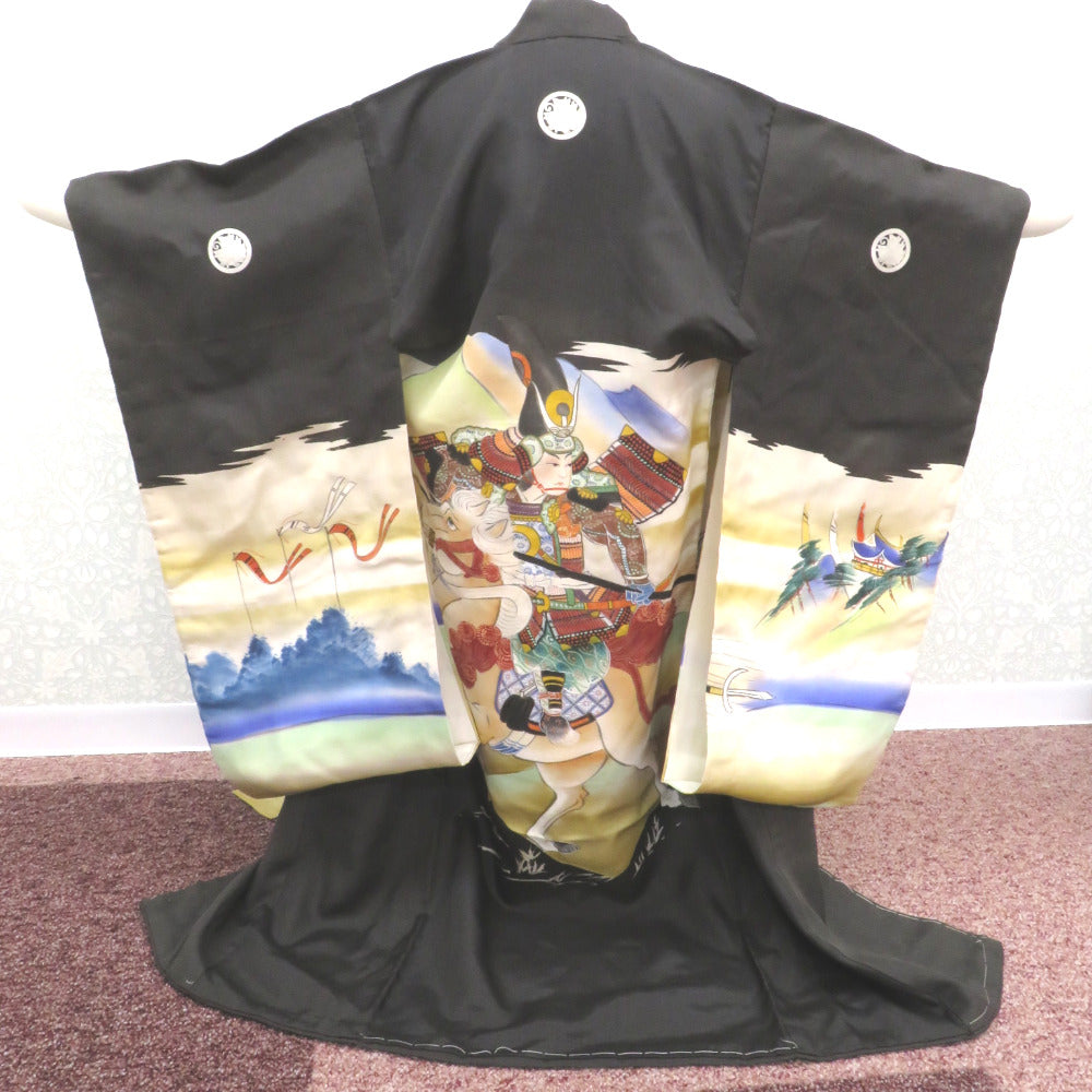 子供着物 アンティーク着物 昔きもの 子供着物 男児用 一つ身 武将 馬