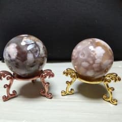 5センチ中玉、夜桜瑪瑙、桜瑪瑙、土台2個付き、スフィアセット