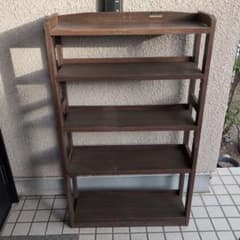 昭和レトロ 完全組立本棚 5段 木製オープンラック 本棚 飾り棚 棚移動