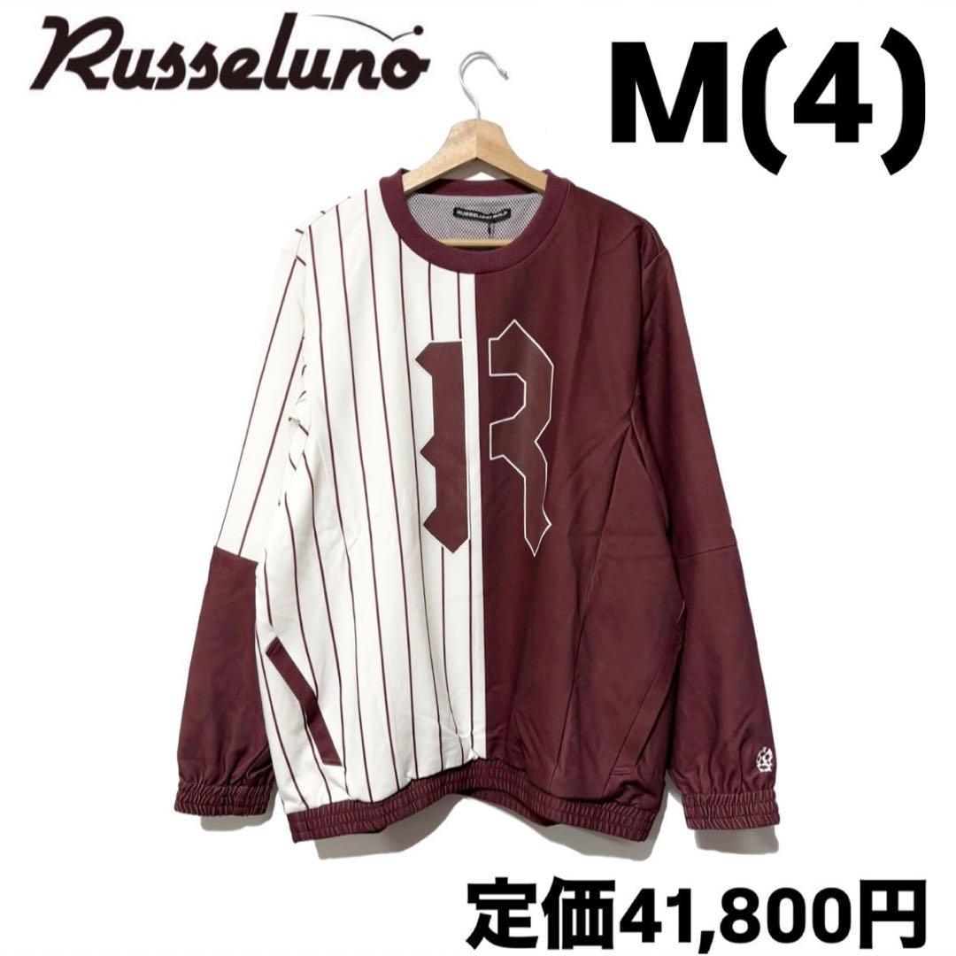 ラッセルノ ゴルフ バイカラー クルーネック プルオーバーブルゾン ボルドー 4 定価4万1800円】新品 ラッセルノ ゴルフ バイカラー クルーネック プル