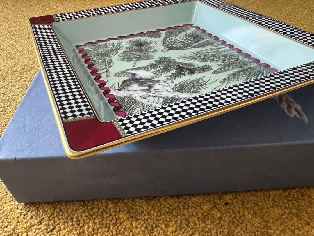 希少　リチャードジノリ トーテム スクエアトレイ リス　24.5cm