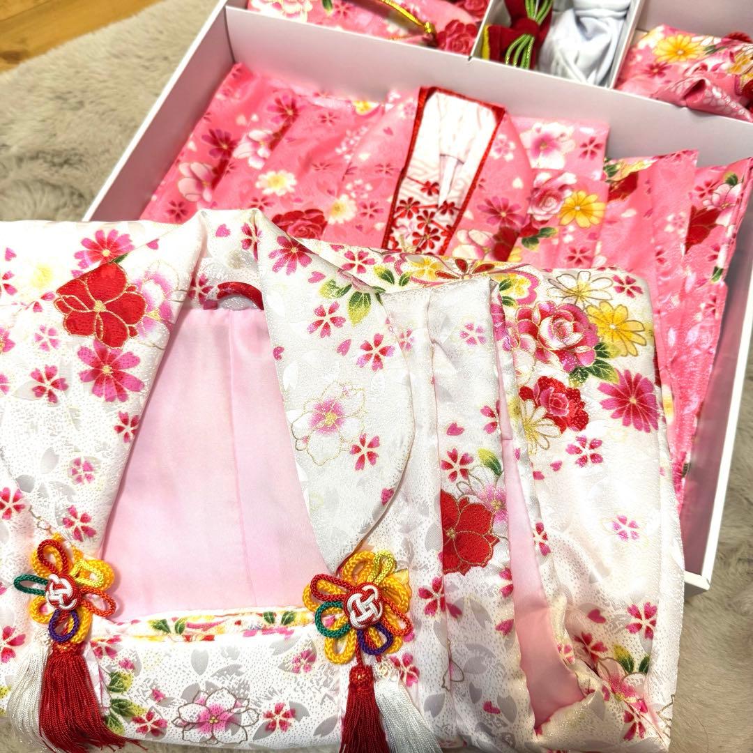七五三 3歳女の子　ピンク花柄着物セット 楽天市場】七五三 着物 3歳 被布セット 夢想 ピンク フルセット 毬 桜