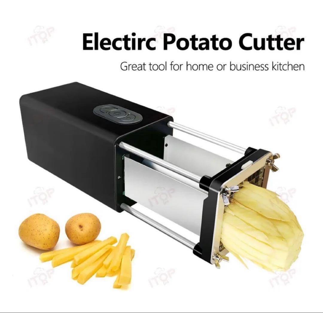 ★超ハイパワー★電動ポテトカッター　高級ステンレスブラックボディ　欧州クオリティ Amazon｜電動フライドポテトカッター、プロフェッショナル業務用