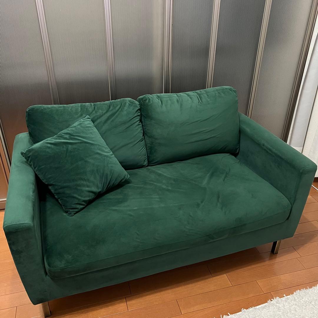 LOWYA ベルベット調ソファ 2人掛け ベルベット調カウチソファ 2人掛けソファ コンパクト | 【公式】LOWYA