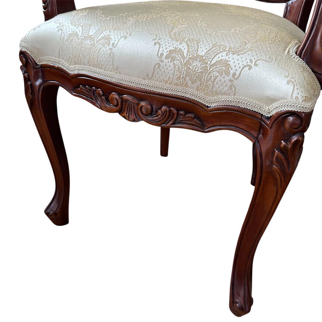 クロシオ フランシスカ チェア 肘付 アンティーク調 ブラウン 猫脚