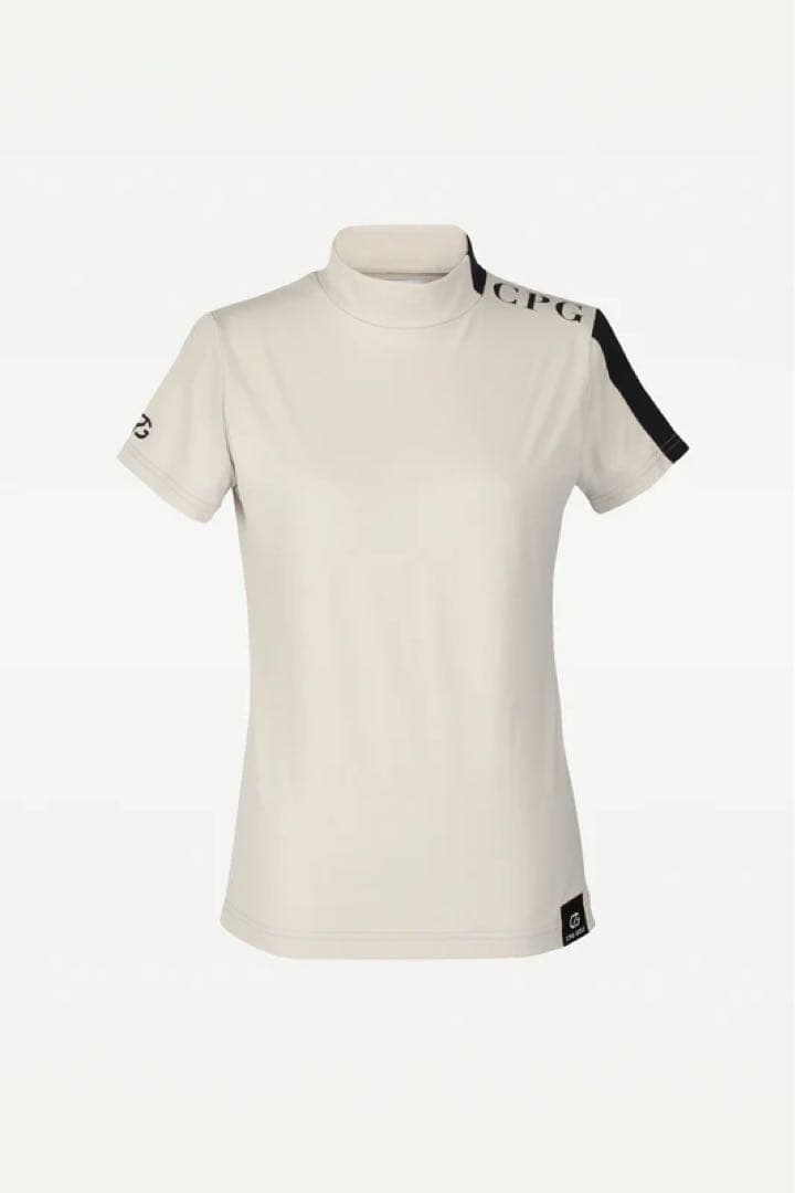 1回着用のみ美品✨️CPGGOLF 半袖 もっくネック ベージュ 2 Mサイズ エマノア ゴルフ】 モックネック 半袖 ニット 吸水速乾 ベージュ