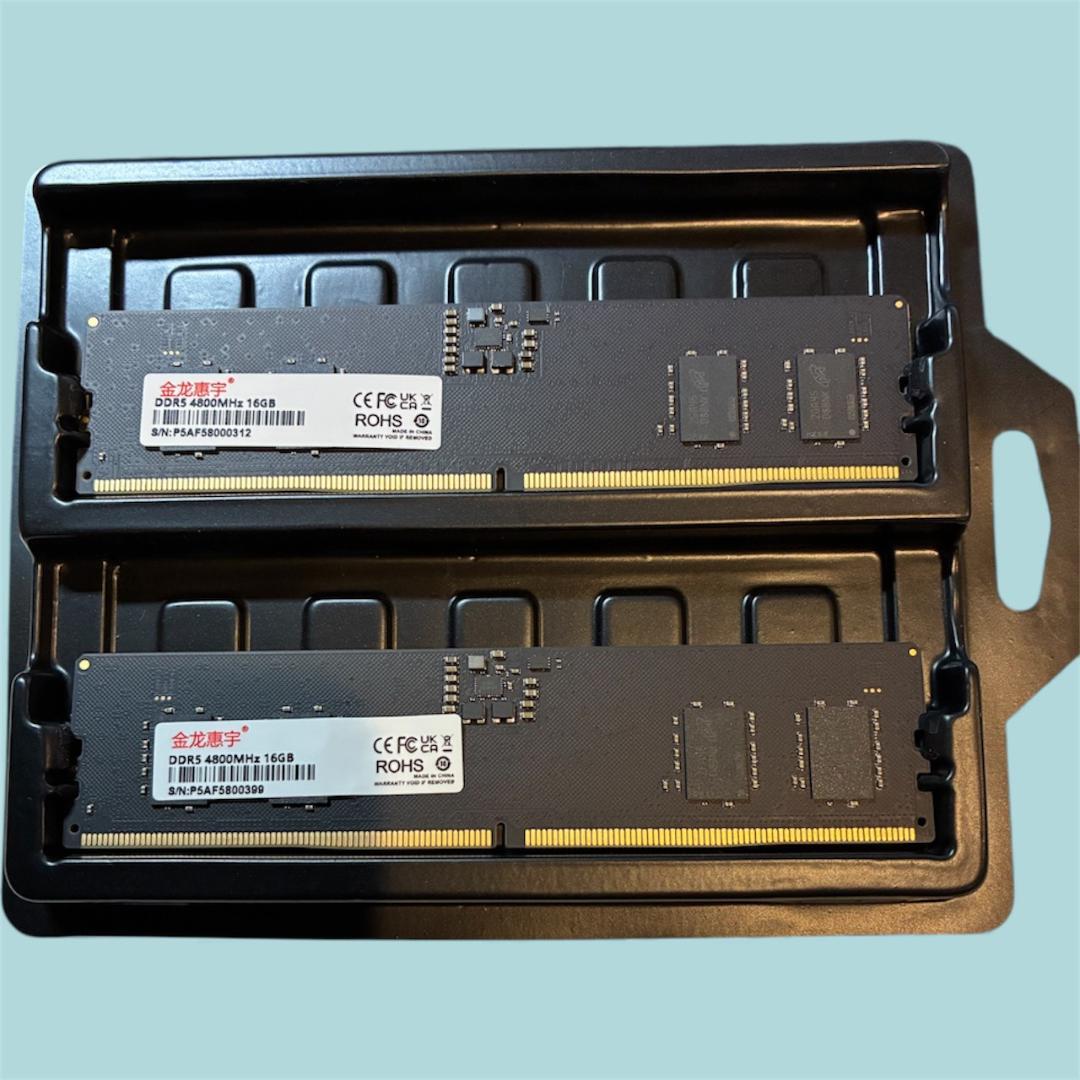 メモパス済】DDR5 4800MHz 16GB x2枚 (32GB) メモリ