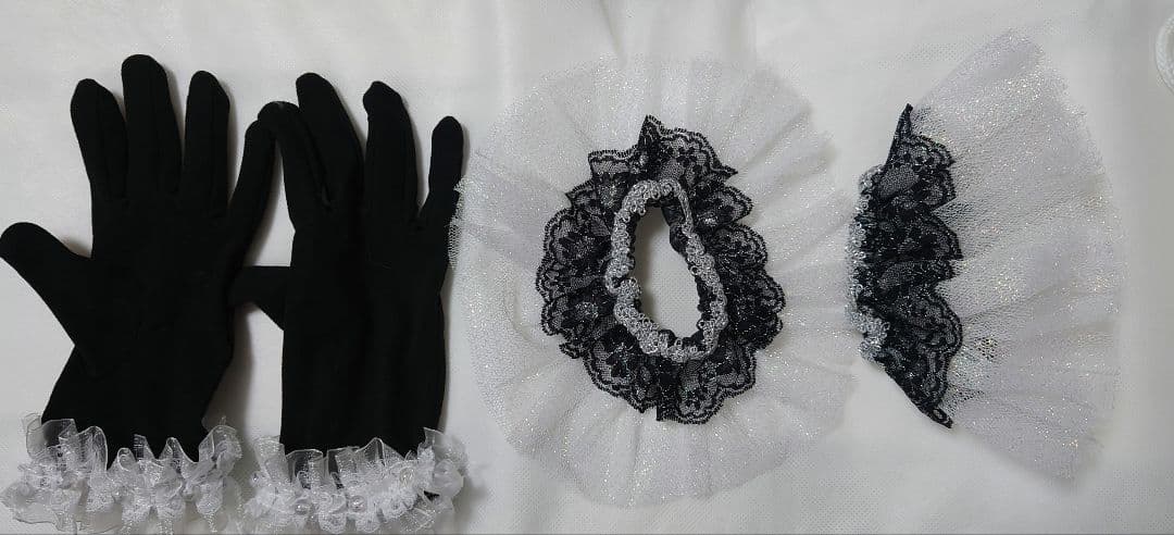 バレエ衣裳コスチューム白×黒:パキータ/サタネラ/アレルキナータ付属品