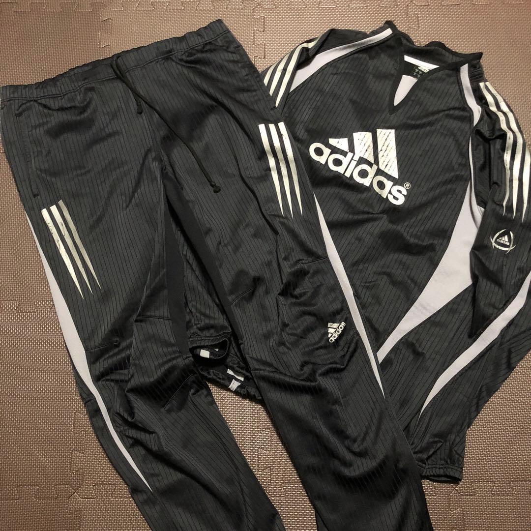 00's adidas ジャージセットアップ 上下 メンズ ブラック グレー アディダス adidas メンズ ジャージ上下セット スポーツウェア