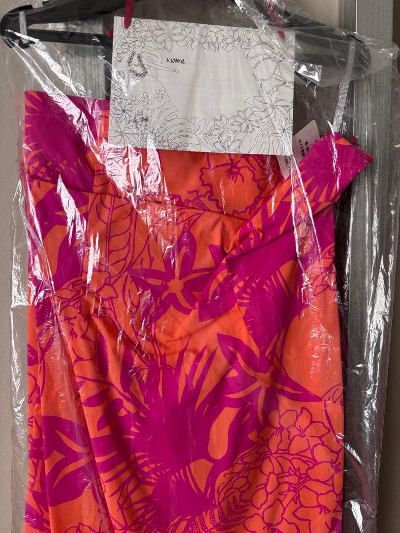 フラダンス用ドレス オレンジ ピンク フラダンス ムームー チューリップ袖 ロング丈ドレス ライトオレンジ