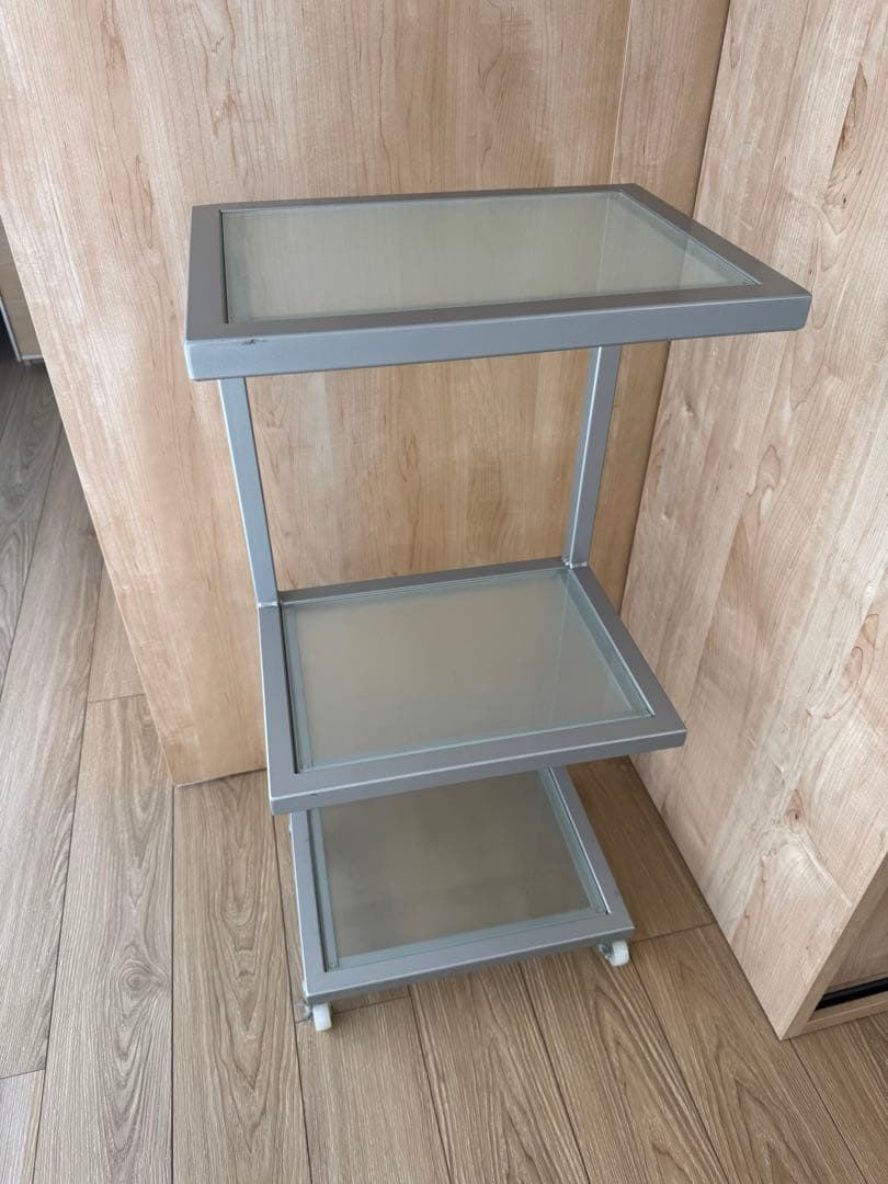 3段ガラススチールラック キャスター付き 楽天市場】キャスター付きスチールラック 2段 3段 幅42.5 奥行30 高さ