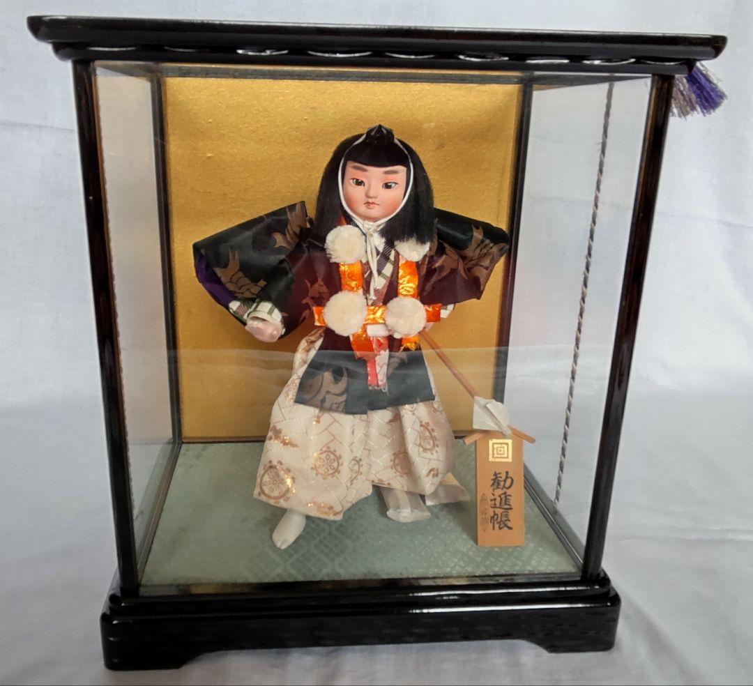 五月人形　勧進帳　ケース入り　昭和レトロ　アンティーク 日本人形 五月人形 ガラスケース 置物 インテリア 昭和レトロ