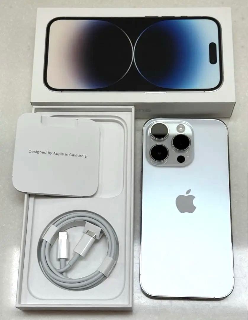 iPhone14 Pro 256GB シルバー ケーブル SIMフリー 箱あり