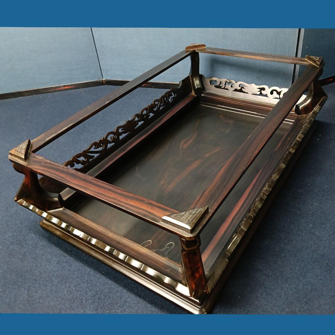 AO36 縞黒檀 平卓 花台 香炉 盆栽台 飾台 透し彫り - メルカリ