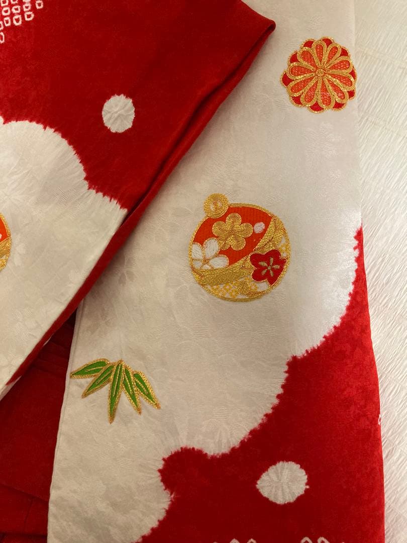 定価10以上高級絞り刺繍七五三着物 3歳被布長襦袢草履鞄髪飾り