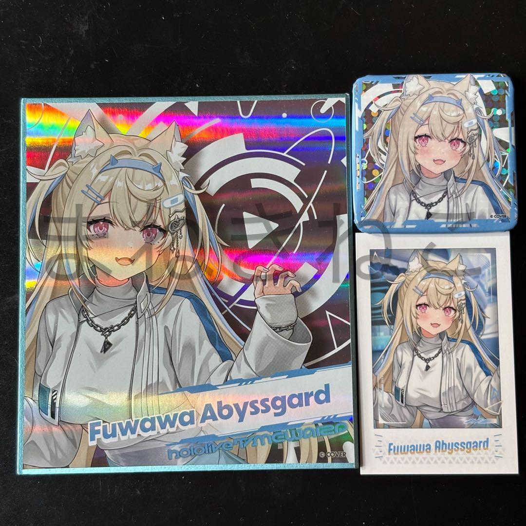 ホロライブEXPO 色紙 チェキ スクエア缶バッジ フワワ・アビスガード