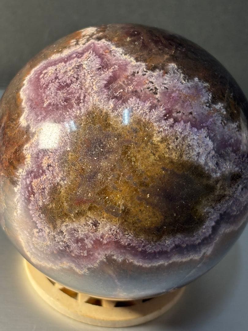 レア　オーラライト23 フローライト共生　スフィア　7.42cm 絶妙な美色