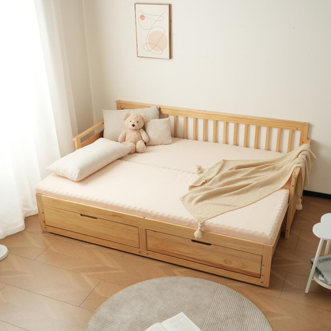 ソファベッド ディベッド 伸長式ベッド 木製 引き出し付き 収納付き 天然木 ソファベッド ディベッド 木製 伸長式ベッド 引き出し付き 収納付き